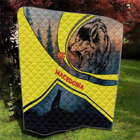 Macedonia Quilt with Forest Wolf and Sunset Silhouette Design - Wonder Print Shop
