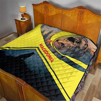 Macedonia Quilt with Forest Wolf and Sunset Silhouette Design - Wonder Print Shop