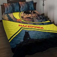 Macedonia Quilt Bed Set with Forest Wolf and Sunset Silhouette Design - Wonder Print Shop
