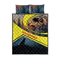Macedonia Quilt Bed Set with Forest Wolf and Sunset Silhouette Design - Wonder Print Shop
