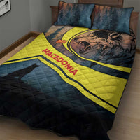 Macedonia Quilt Bed Set with Forest Wolf and Sunset Silhouette Design - Wonder Print Shop