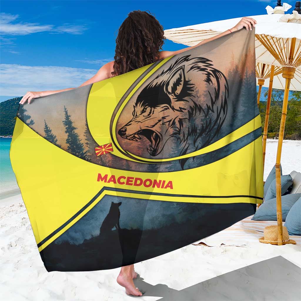 Macedonia Sarong with Forest Wolf and Sunset Silhouette Design - Wonder Print Shop
