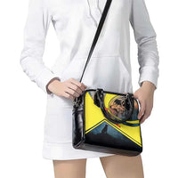 Macedonia Shoulder Handbag with Forest Wolf and Sunset Silhouette Design - Wonder Print Shop