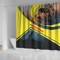 Macedonia Shower Curtain with Forest Wolf and Sunset Silhouette Design - Wonder Print Shop