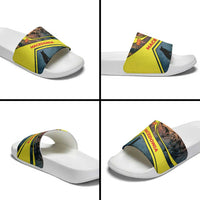 Macedonia Slide Sandals with Forest Wolf and Sunset Silhouette Design - Wonder Print Shop