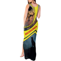Macedonia Tank Maxi Dress with Forest Wolf and Sunset Silhouette Design - Wonder Print Shop