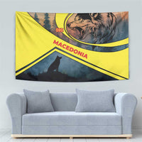 Macedonia Tapestry with Forest Wolf and Sunset Silhouette Design - Wonder Print Shop