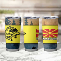 Macedonia Tumbler Cup with Forest Wolf and Sunset Silhouette Design - Wonder Print Shop