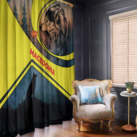 Macedonia Window Curtain with Forest Wolf and Sunset Silhouette Design - Wonder Print Shop
