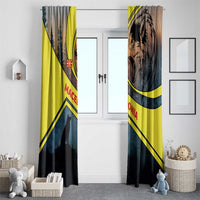 Macedonia Window Curtain with Forest Wolf and Sunset Silhouette Design - Wonder Print Shop