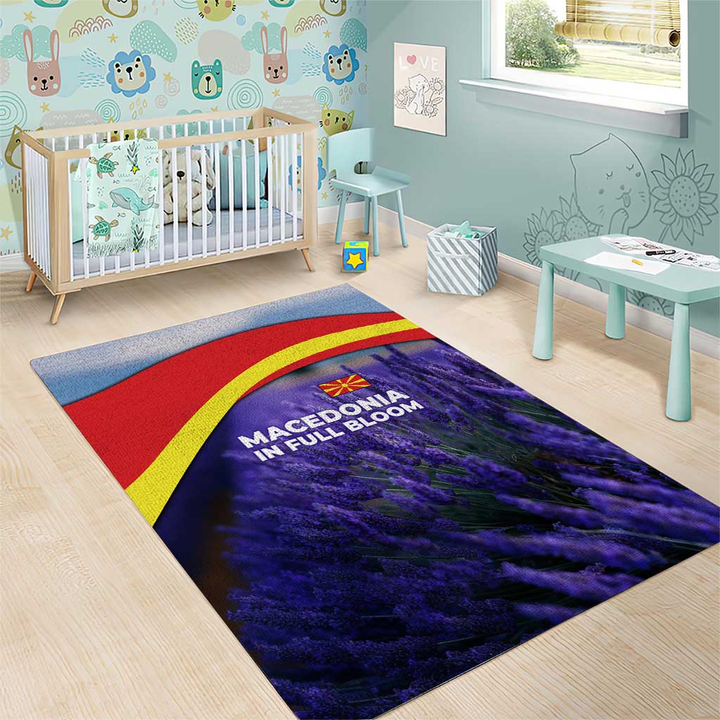 Macedonia Area Rug with Lavender Field and Bloom Curve Design - Wonder Print Shop