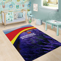Macedonia Area Rug with Lavender Field and Bloom Curve Design - Wonder Print Shop