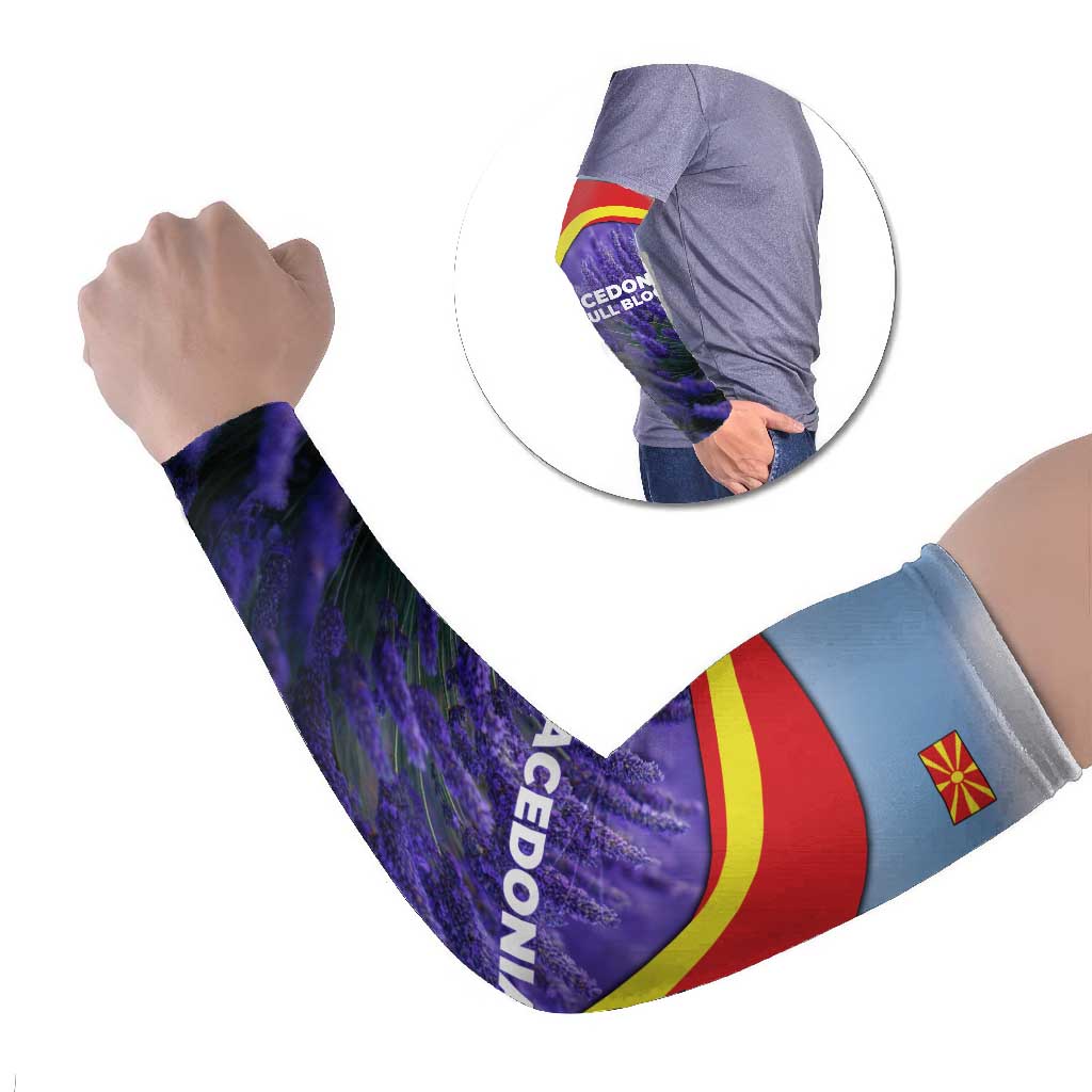 Macedonia Arm Sleeves with Lavender Field and Bloom Curve Design - Wonder Print Shop