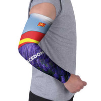 Macedonia Arm Sleeves with Lavender Field and Bloom Curve Design - Wonder Print Shop