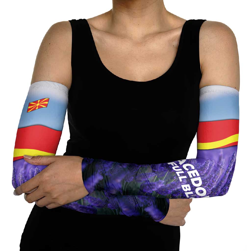 Macedonia Arm Sleeves with Lavender Field and Bloom Curve Design - Wonder Print Shop