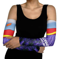 Macedonia Arm Sleeves with Lavender Field and Bloom Curve Design - Wonder Print Shop