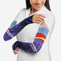 Macedonia Arm Sleeves with Lavender Field and Bloom Curve Design - Wonder Print Shop