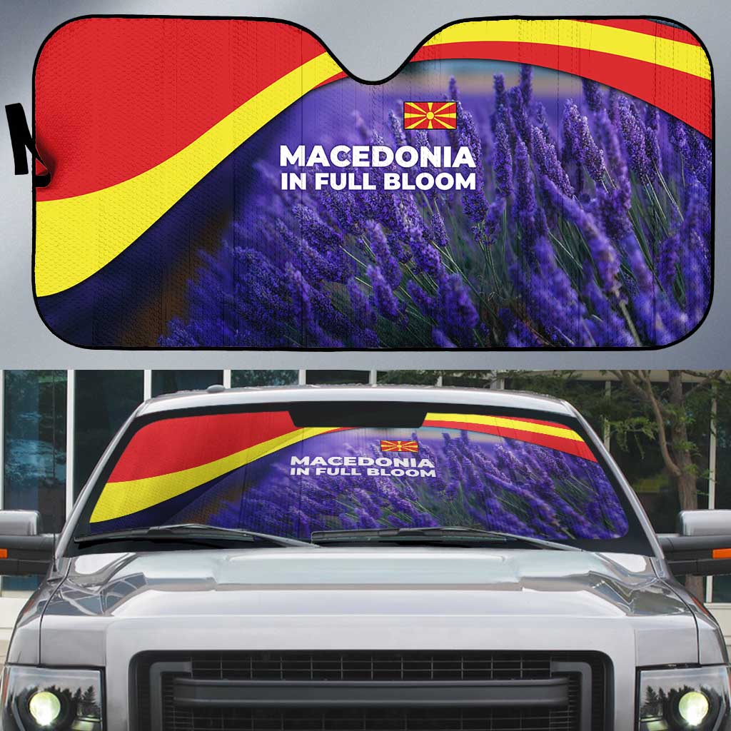 Macedonia Auto Sun Shade with Lavender Field and Bloom Curve Design - Wonder Print Shop