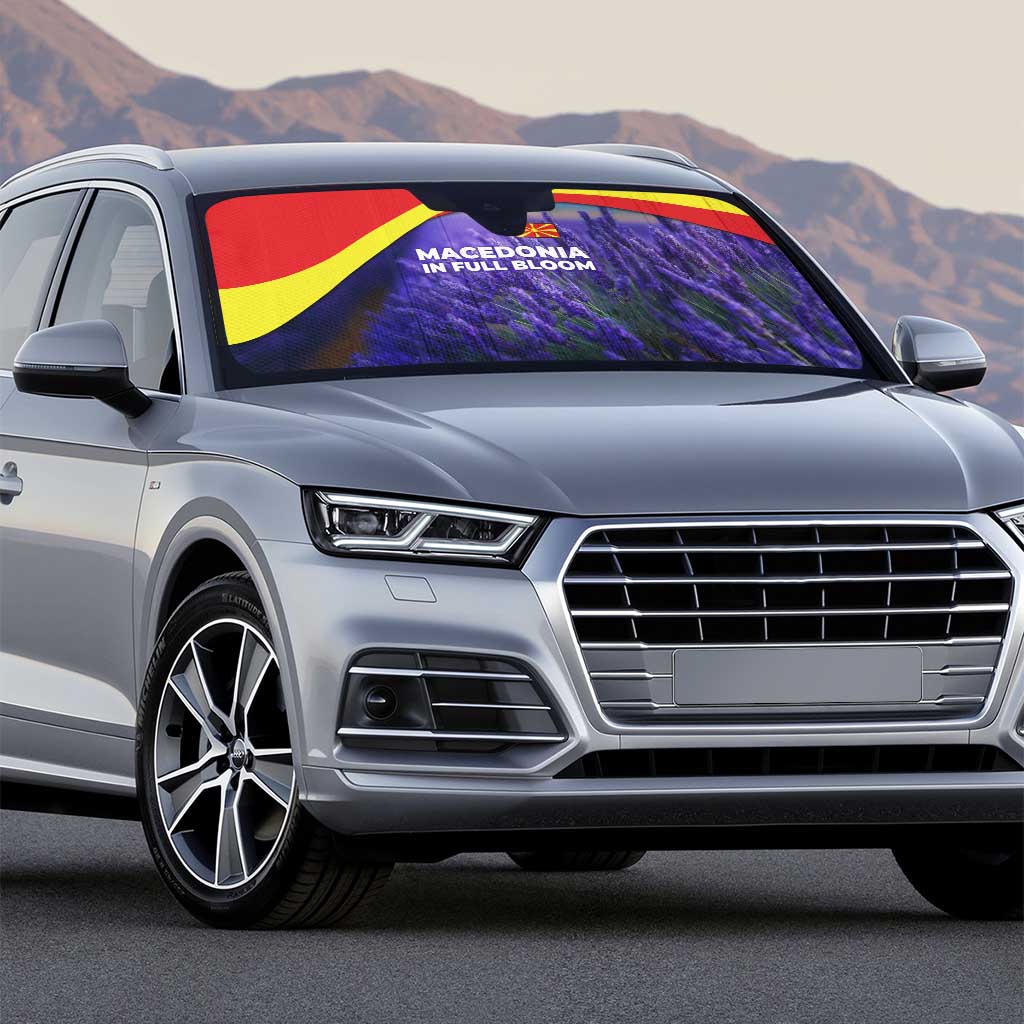 Macedonia Auto Sun Shade with Lavender Field and Bloom Curve Design - Wonder Print Shop