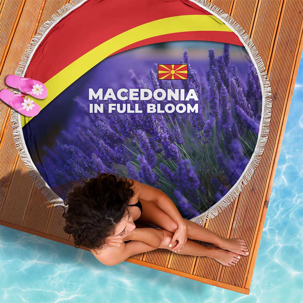 Macedonia Beach Blanket with Lavender Field and Bloom Curve Design - Wonder Print Shop