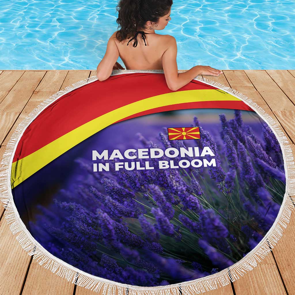 Macedonia Beach Blanket with Lavender Field and Bloom Curve Design - Wonder Print Shop