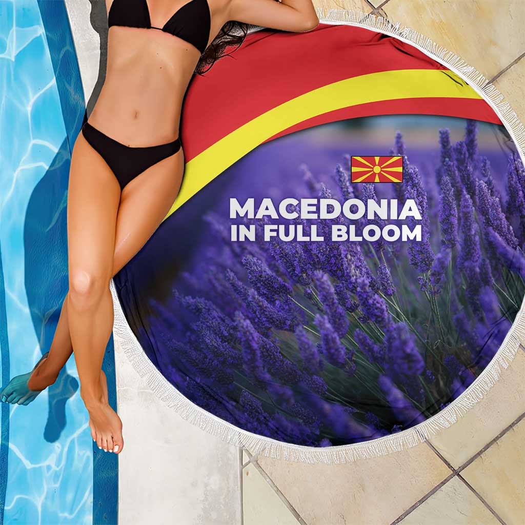 Macedonia Beach Blanket with Lavender Field and Bloom Curve Design - Wonder Print Shop
