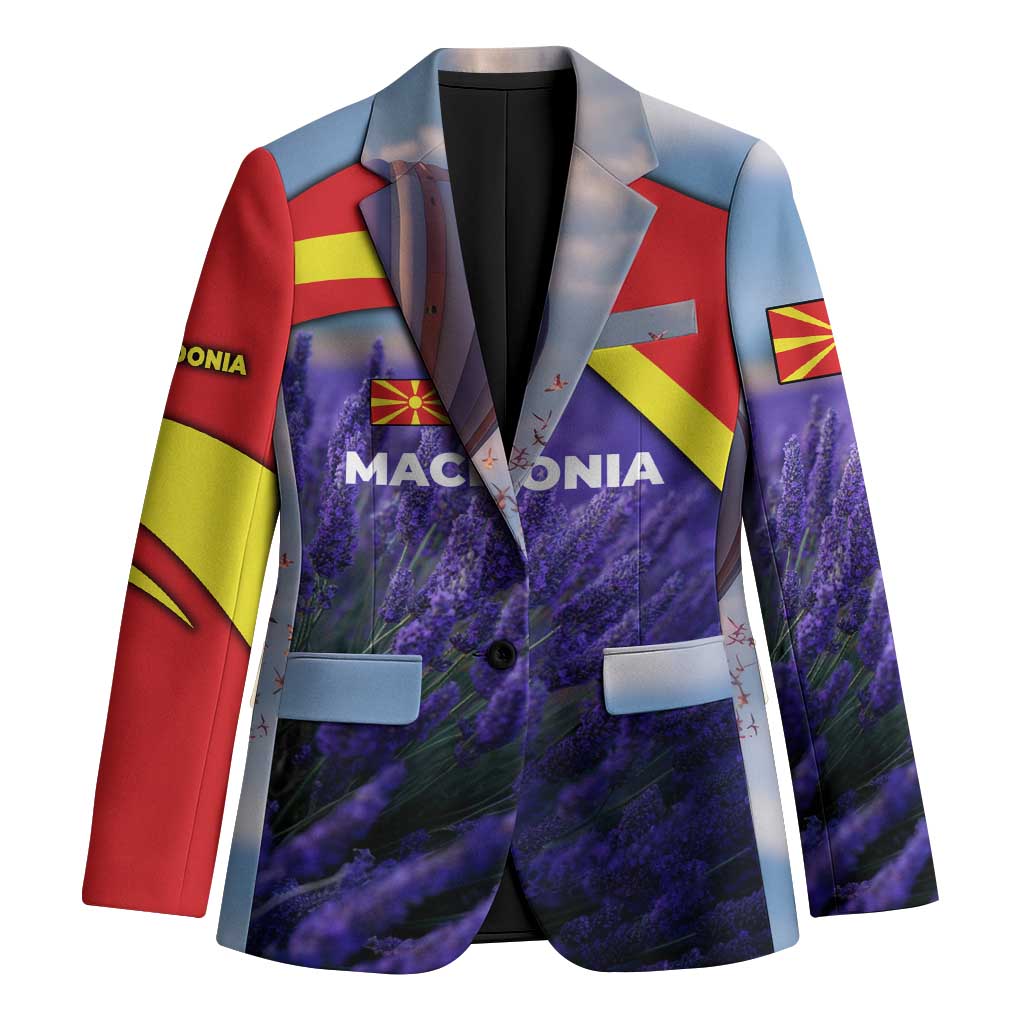 Macedonia Blazer with Lavender Field and Bloom Curve Design - Wonder Print Shop