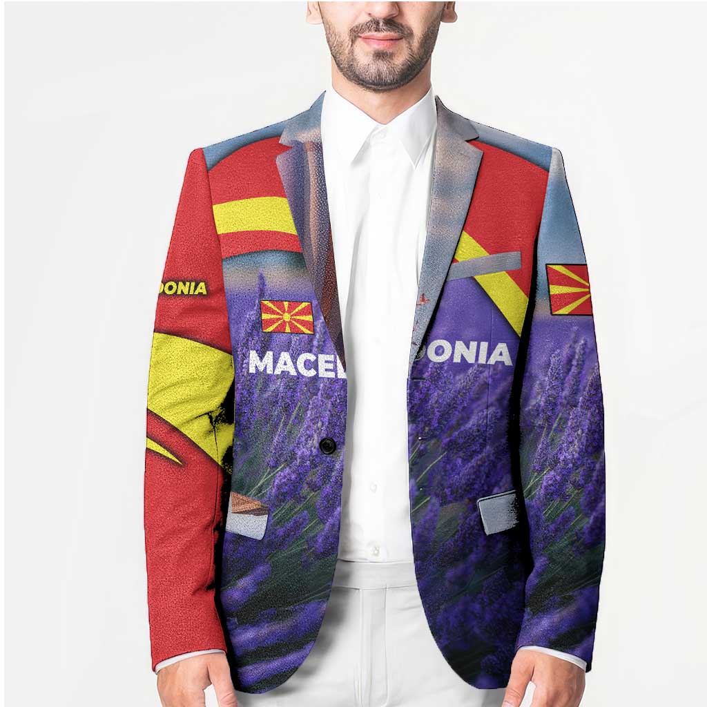 Macedonia Blazer with Lavender Field and Bloom Curve Design - Wonder Print Shop