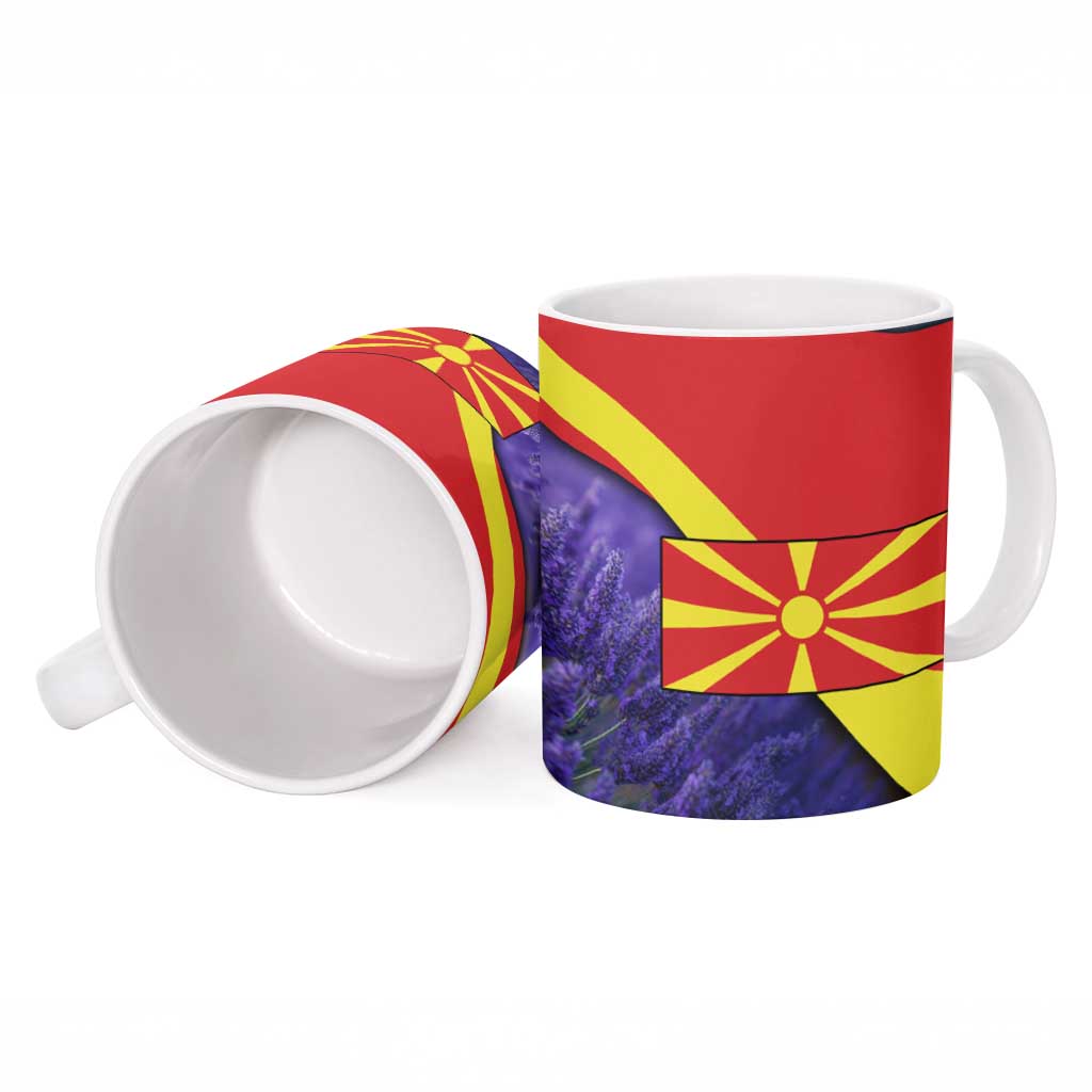 Macedonia Ceramic Mug with Lavender Field and Bloom Curve Design - Wonder Print Shop