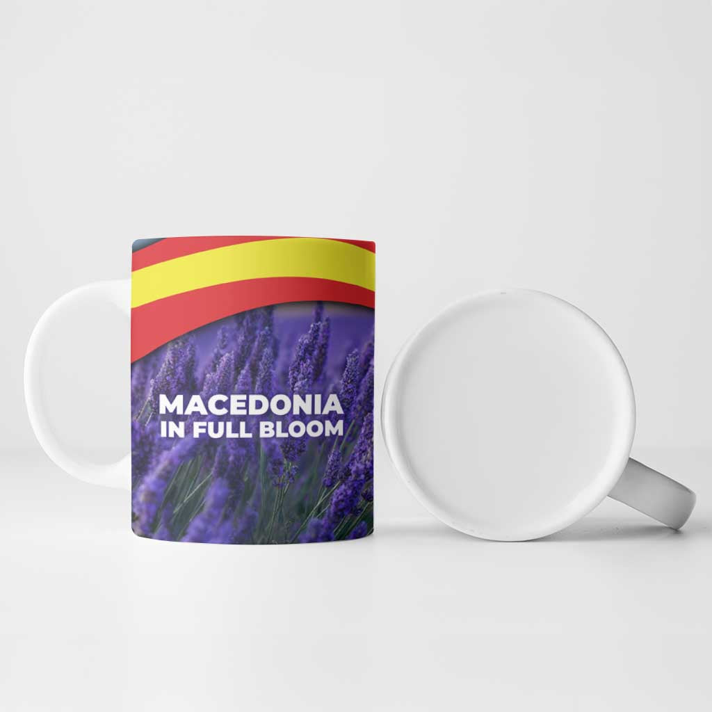 Macedonia Ceramic Mug with Lavender Field and Bloom Curve Design - Wonder Print Shop