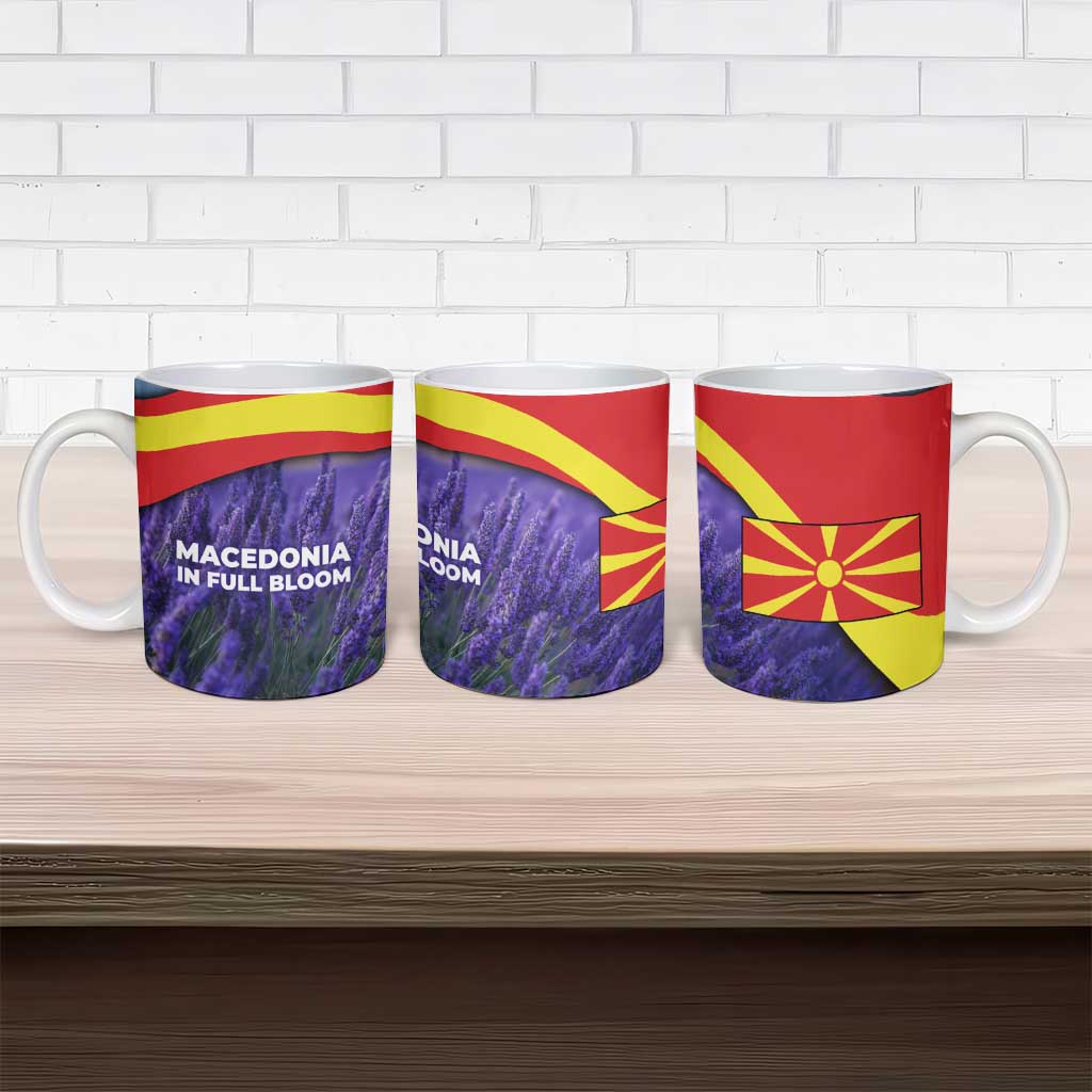 Macedonia Ceramic Mug with Lavender Field and Bloom Curve Design - Wonder Print Shop
