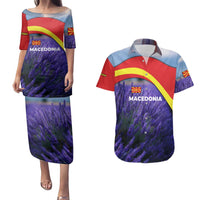 Macedonia Couples Matching Puletasi and Hawaiian Shirt with Lavender Field and Bloom Curve Design - Wonder Print Shop