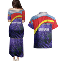 Macedonia Couples Matching Puletasi and Hawaiian Shirt with Lavender Field and Bloom Curve Design - Wonder Print Shop