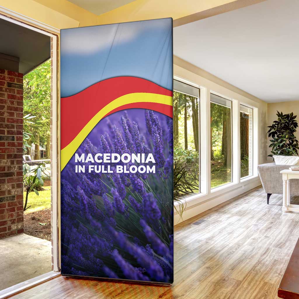 Macedonia Door Cover with Lavender Field and Bloom Curve Design - Wonder Print Shop