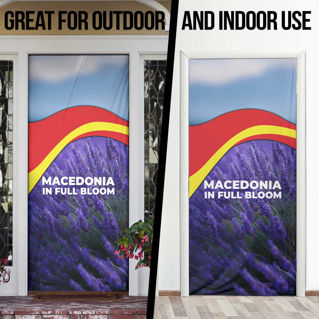 Macedonia Door Cover with Lavender Field and Bloom Curve Design - Wonder Print Shop