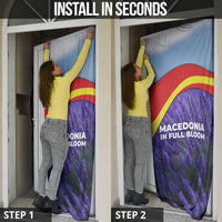 Macedonia Door Cover with Lavender Field and Bloom Curve Design - Wonder Print Shop