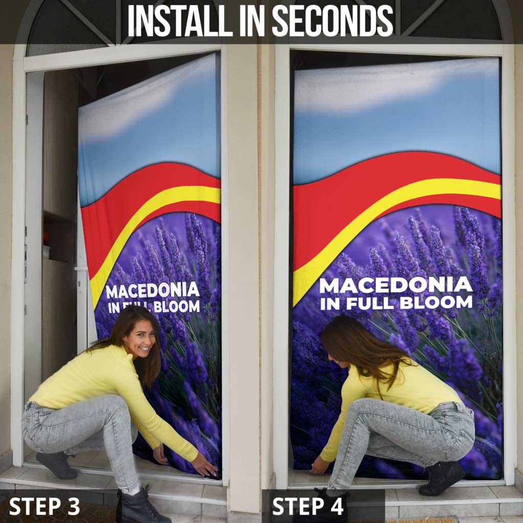 Macedonia Door Cover with Lavender Field and Bloom Curve Design - Wonder Print Shop