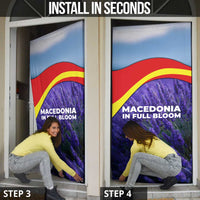 Macedonia Door Cover with Lavender Field and Bloom Curve Design - Wonder Print Shop