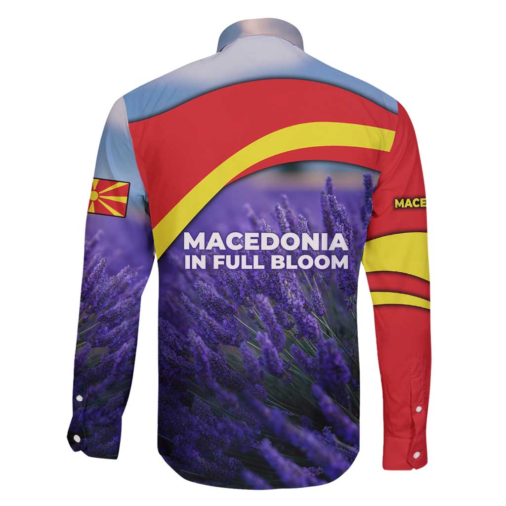 Macedonia Family Matching Long Sleeve Bodycon Dress and Hawaiian Shirt with Lavender Field and Bloom Curve Design - Wonder Print Shop