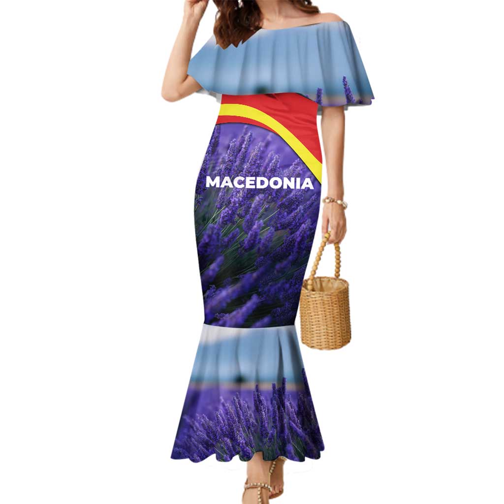 Macedonia Family Matching Mermaid Dress and Hawaiian Shirt with Lavender Field and Bloom Curve Design - Wonder Print Shop