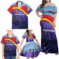 Macedonia Family Matching Off Shoulder Maxi Dress and Hawaiian Shirt with Lavender Field and Bloom Curve Design - Wonder Print Shop