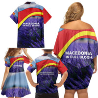 Macedonia Family Matching Off Shoulder Short Dress and Hawaiian Shirt with Lavender Field and Bloom Curve Design - Wonder Print Shop