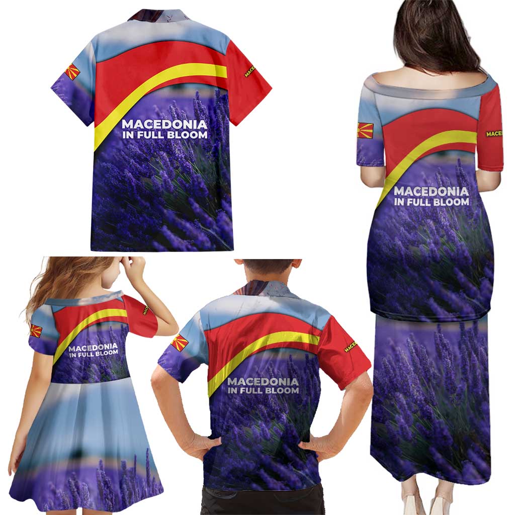 Macedonia Family Matching Puletasi and Hawaiian Shirt with Lavender Field and Bloom Curve Design - Wonder Print Shop