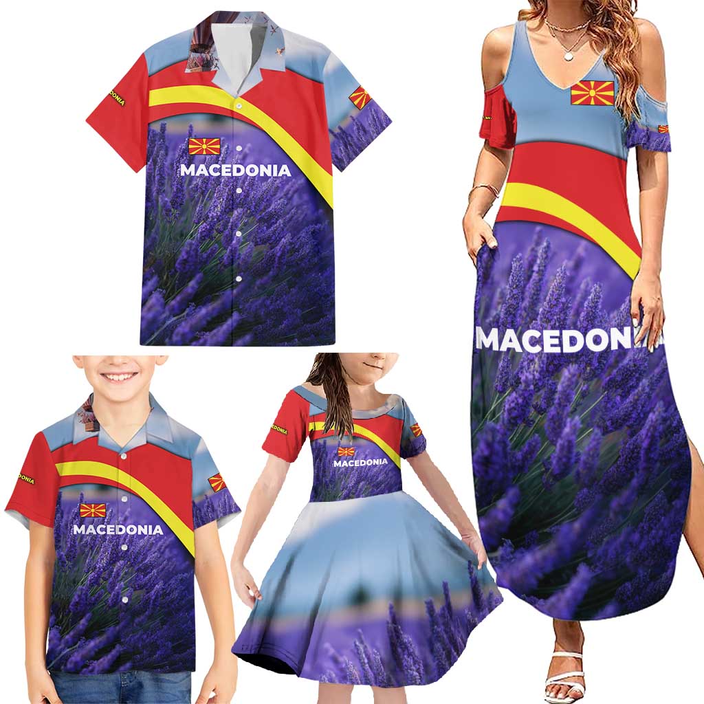 Macedonia Family Matching Summer Maxi Dress and Hawaiian Shirt with Lavender Field and Bloom Curve Design - Wonder Print Shop