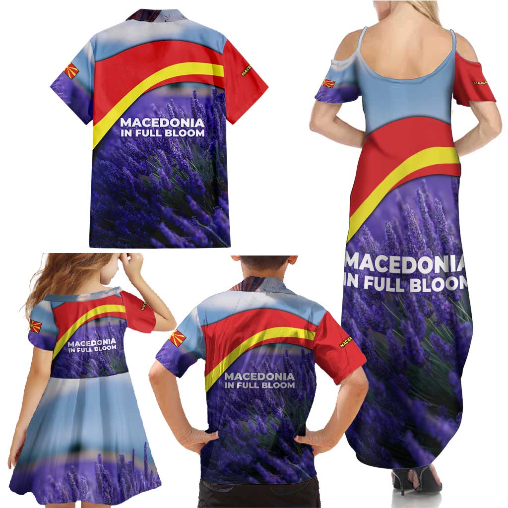 Macedonia Family Matching Summer Maxi Dress and Hawaiian Shirt with Lavender Field and Bloom Curve Design - Wonder Print Shop