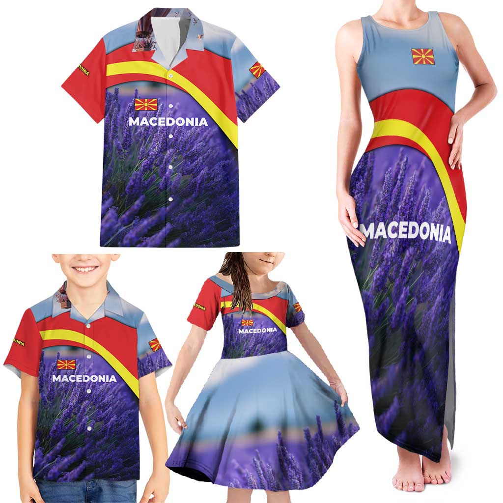 Macedonia Family Matching Tank Maxi Dress and Hawaiian Shirt with Lavender Field and Bloom Curve Design - Wonder Print Shop