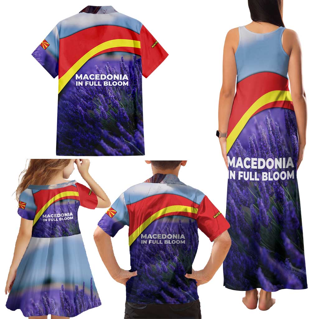 Macedonia Family Matching Tank Maxi Dress and Hawaiian Shirt with Lavender Field and Bloom Curve Design - Wonder Print Shop