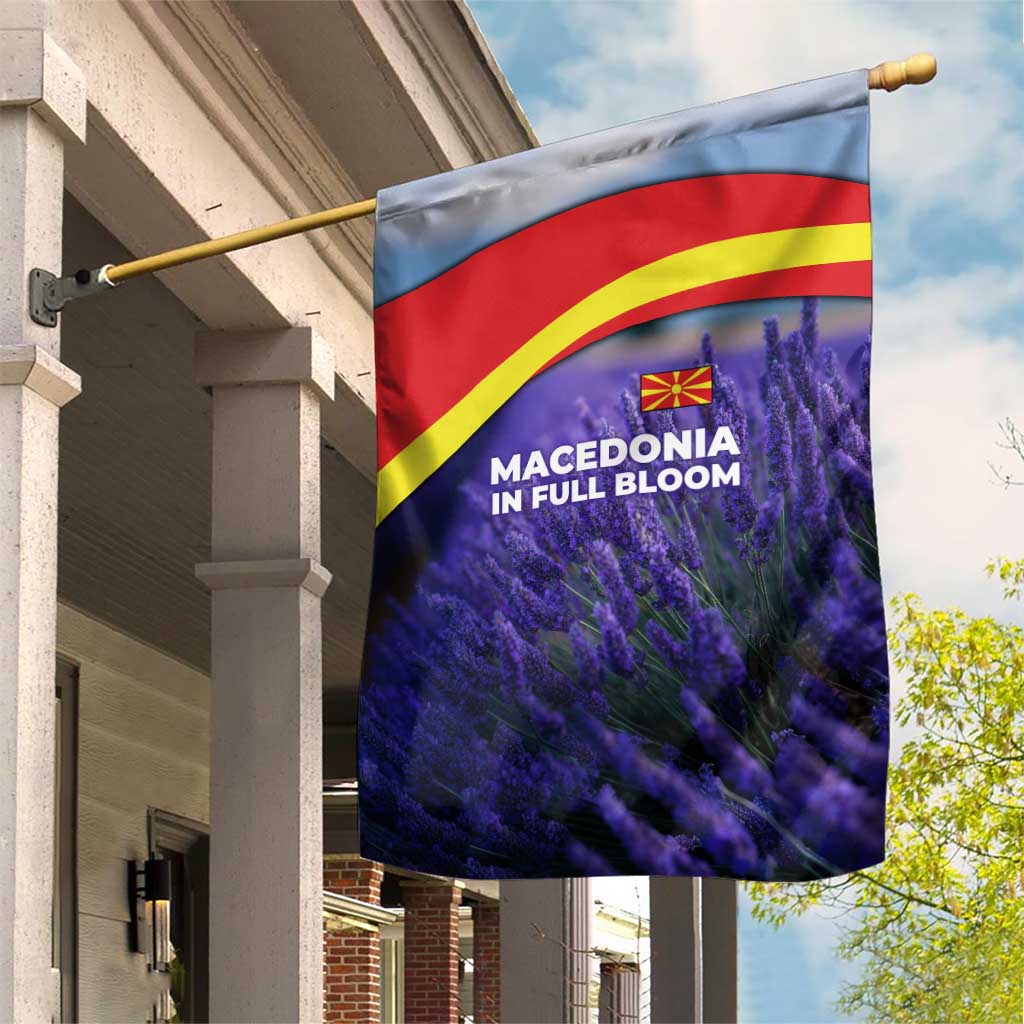 Macedonia Garden Flag with Lavender Field and Bloom Curve Design - Wonder Print Shop