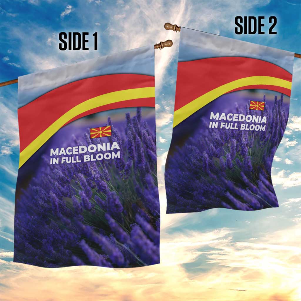 Macedonia Garden Flag with Lavender Field and Bloom Curve Design - Wonder Print Shop