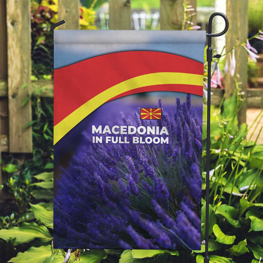 Macedonia Garden Flag with Lavender Field and Bloom Curve Design - Wonder Print Shop
